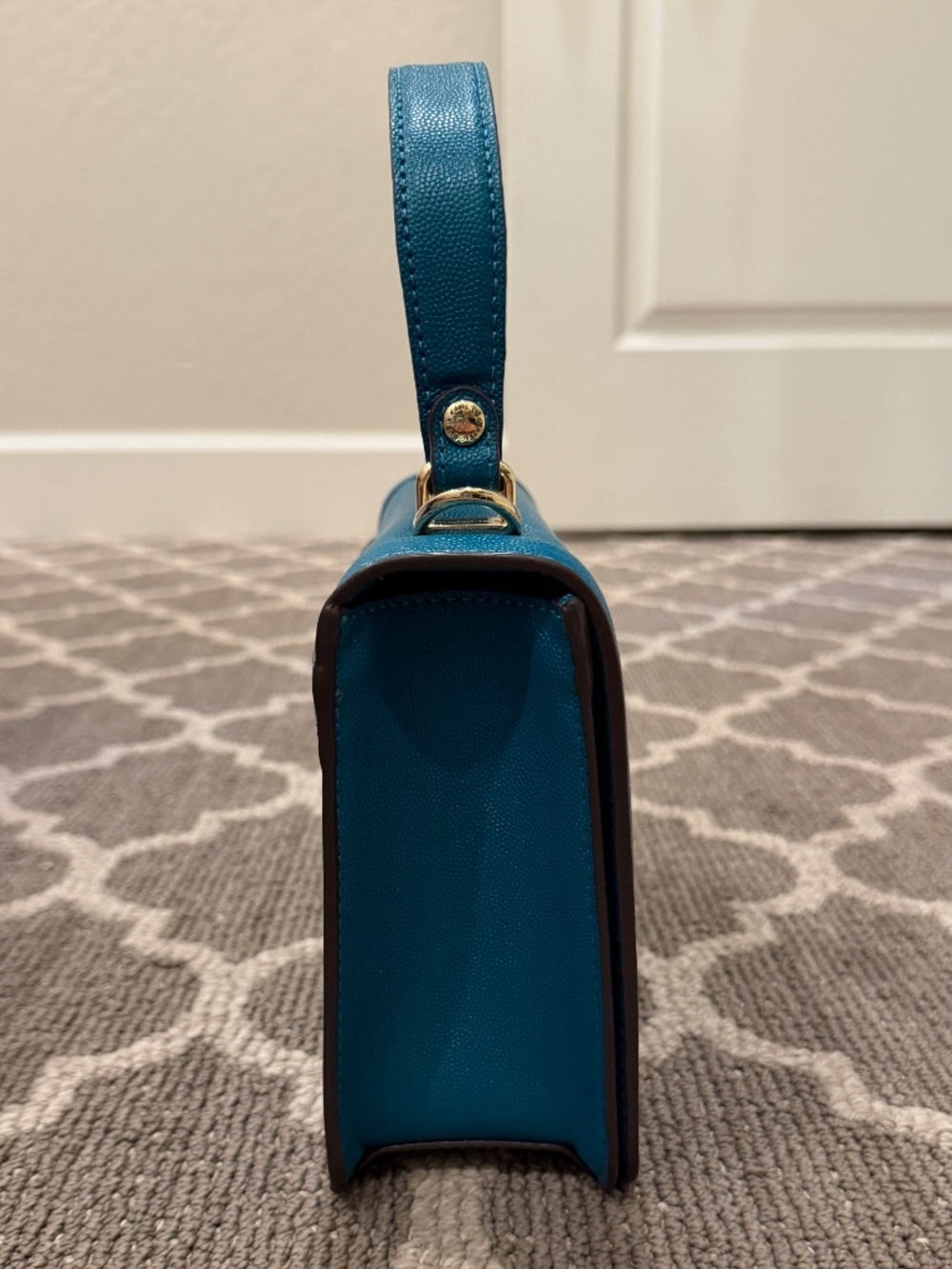 Karl Lagerfeld Paris Teal Bag with Removable Faux Fur - Picture 6 of 10